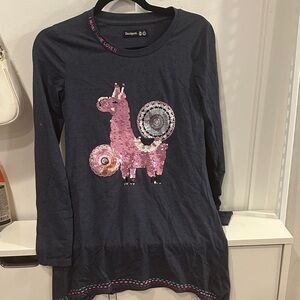 Desigual Kids Navy Llama Sequin Dress